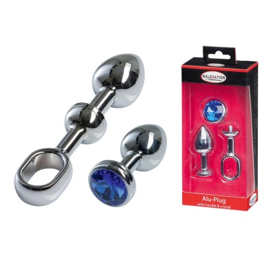 MALESATION Alu-Plug with handle & crystal small, chrome